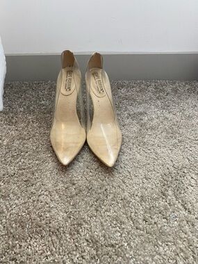 Cape Robbin Clear Pointed Toe Pumps in Nude/Transparent